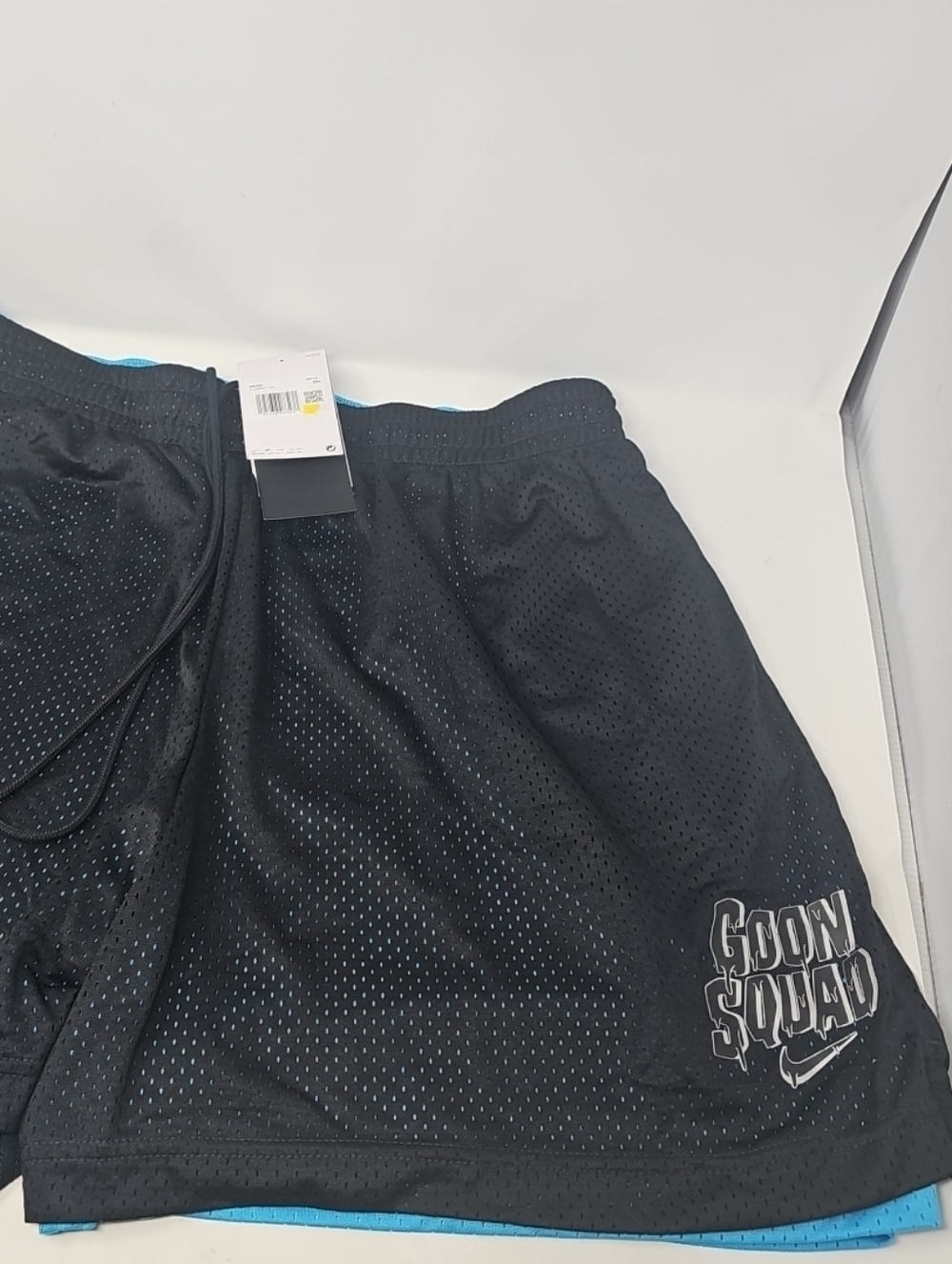 Nike Black Mesh 'Goon Squad' Basketball Shorts with Blue Liner